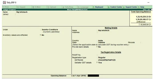 What Are the Key GST Features of Tally.ERP9? - Ledger-Creation
