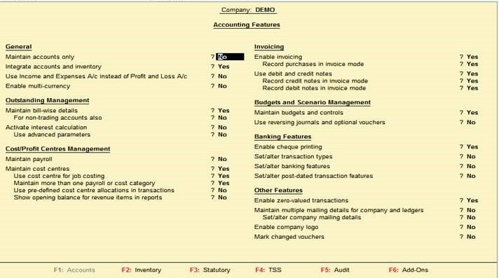 Tally-Integrate accounts with Inventory