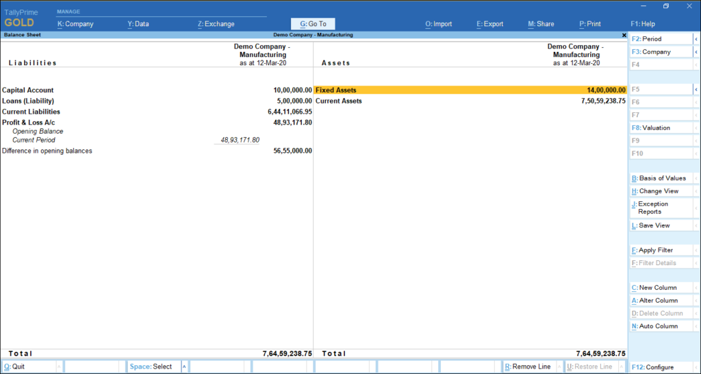 Top 5 Financial Reports for Businesses in Tally & BI Tool - Balance sheet in Tally